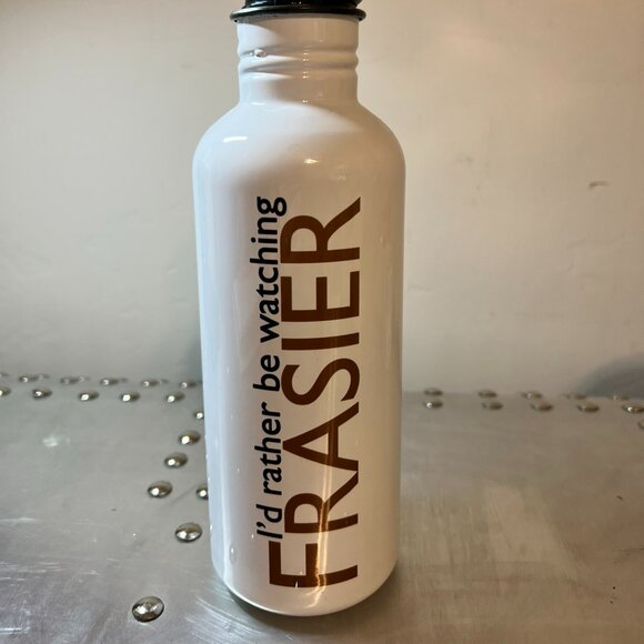 "I'd Rather Be Watching Frasier" Water Bottle - Never Used - Twist Top - White - Picture 1 of 2
